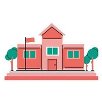 Illustration of a school building in vintage colors. Editable cartoon school building. Basic elements of education and property design vector