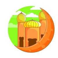 Premium vector l mosque flat design cute vector illustration.