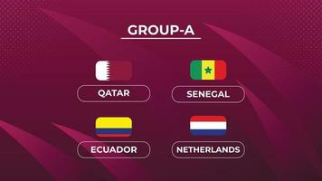 football cup Group A Team and their flag vector