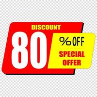 80 percent discount sign icon. Sale symbol. Special offer label vector