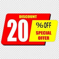 20 percent discount sign icon. Sale symbol. Special offer label vector