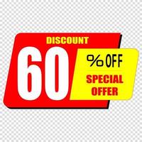 60 percent discount sign icon. Sale symbol. Special offer label vector