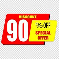 90 percent discount sign icon. Sale symbol. Special offer label vector