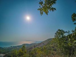 Beautiful tropical seascape view and mountain on koh lan island Pattaya Thailand.Koh lan island is the Famous island near Pattaya city the Travel Destination in Thailand. photo