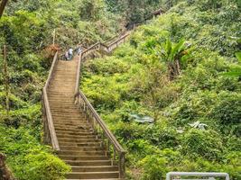 Stairways to Tham Chang cave Vangvieng City Laos.Vangvieng City The famous holiday destination town in Lao. photo