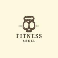 Kettlebell fitness symbol with head skull shape logo icon design template flat vector
