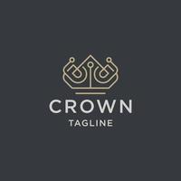 Luxury crown logo with line art style design template flat vector