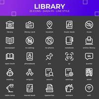 paquete de iconos de biblioteca con estilo de color negro vector