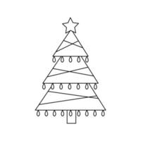 Vector illustration of cartoon Christmas tree on white background.