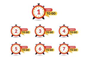 Set of collection Countdown days to go with clock vector