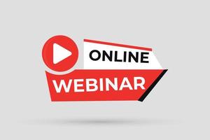 Online webinar button with Play button vector