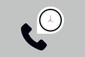 Call duration vector icon with phone and clock vector