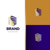 Building office property logo design template vector with three-color harmony combination, elegant luxury premium brand identity