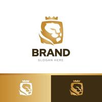 King lion crown creative logo design template vector with three color harmony combination