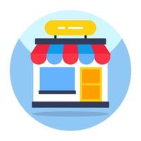 A flat design icon of shop architecture vector