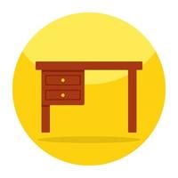 Flat rounded icon of drawer desk vector