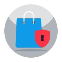Handbag with shield, icon of shopping security vector