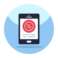 An icon design of mobile discount vector