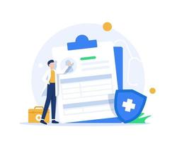 Medical Health Check up Background Landing Page Illustration,The Doctor Holds A Form Containing Patient Health List For Making Banner and Other vector