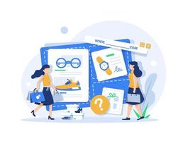 Consumer View, Choose and Buy Fashion Items on Ecommerce Marketplace on Computer Screen,flat design icon vector illustration