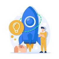 Startup, space, business concept. Cartoon startup for concept design vector