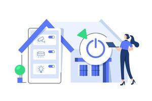 Smart home manager or home automation system vector illustration. Centralized control of lighting