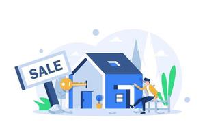 Real estate business concept with houses. Vector illustration
