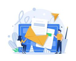 Email and messaging,Email marketing campaign,Working process, New email message,flat design icon vector illustration