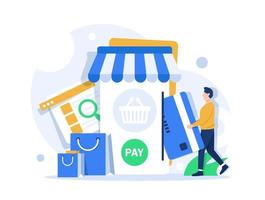 Concept of Online commerce,Mobile app for payment with credit card and web banking customer vector