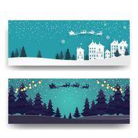 Christmas background in winter with flying Santa Claus vector