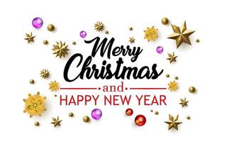 Merry Christmas and Happy New Year. Christmas background with decoration vector