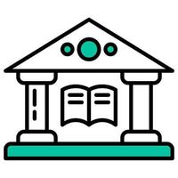 diseño de edificio de biblioteca con logo de libro en el medio vector