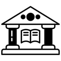 diseño de edificio de biblioteca con logo de libro en el medio vector