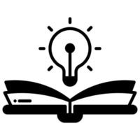 icono iluminado sobre libro abierto vector