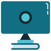 picture of a computer monitor on a pile of books vector