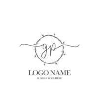 monograma de belleza gp inicial y diseño de logotipo elegante, logotipo de escritura a mano de firma inicial, boda, moda, floral y botánica con plantilla creativa. vector