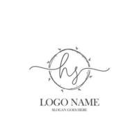 Initial HS beauty monogram and elegant logo design, handwriting logo of initial signature, wedding, fashion, floral and botanical with creative template. vector