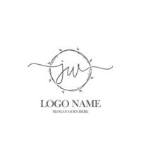 Initial JW beauty monogram and elegant logo design, handwriting logo of initial signature, wedding, fashion, floral and botanical with creative template. vector