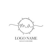 monograma de belleza ma inicial y diseño de logotipo elegante, logotipo de escritura a mano de firma inicial, boda, moda, floral y botánica con plantilla creativa. vector