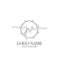 Initial JV beauty monogram and elegant logo design, handwriting logo of initial signature, wedding, fashion, floral and botanical with creative template. vector