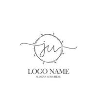 Initial JU beauty monogram and elegant logo design, handwriting logo of initial signature, wedding, fashion, floral and botanical with creative template. vector