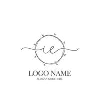 Initial IE beauty monogram and elegant logo design, handwriting logo of initial signature, wedding, fashion, floral and botanical with creative template. vector