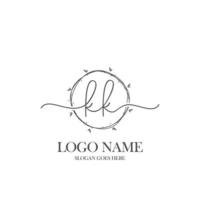 Initial KK beauty monogram and elegant logo design, handwriting logo of initial signature, wedding, fashion, floral and botanical with creative template. vector