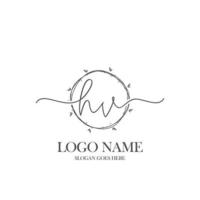Initial HV beauty monogram and elegant logo design, handwriting logo of initial signature, wedding, fashion, floral and botanical with creative template. vector