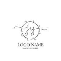 Initial JY beauty monogram and elegant logo design, handwriting logo of initial signature, wedding, fashion, floral and botanical with creative template. vector
