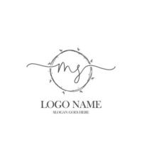 Initial MS beauty monogram and elegant logo design, handwriting logo of initial signature, wedding, fashion, floral and botanical with creative template. vector