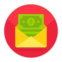 Money envelope icon in flat design vector