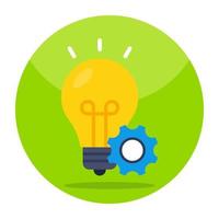 Light bulb with gear depicting concept of idea generation vector