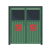 Trash container icon with recycle symbol in flat style isolated on white background. Vector illustration.