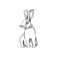 Cute rabbit continuous One Line Drawing. Outline style. Vector illustration for decor, greeting cards, posters, prints for clothes, emblems for the Easter holiday and not only